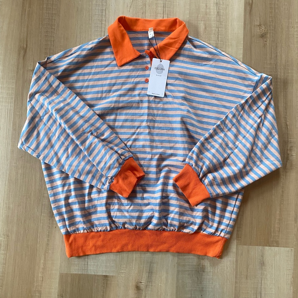 Striped Long Sleeve Polo Shirt